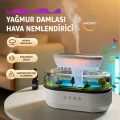 BUĞZ Yağmur Damlası Tasarımlı Hava Nemlendirici ve Aromaterapi Difüzörü, 7 Renk RGB Işık