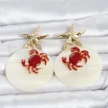 BUĞZ Yengeç Model Yıldız Detaylı Sedefli Kadın Küpe
