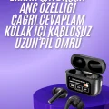 BUĞZ Yeni Nesil ANC Özellikli Çağrı Cevaplayan Dokunmatik Ekranlı Bluetooth Kulaklık Siyah Yeni Nesil