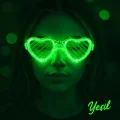 BUĞZ Yeşil Led Işıklı Kalp Gözlük – 3 Modlu Parti  Glow Gözlüğü