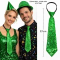 BUĞZ Yeşil Renk Pul Payetli Işıltılı Parti Kravatı 33 cm