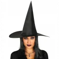 BUĞZ Yetişkin Boy Siyah Cadı Şapkası Ve Uzun Siyah Cadı Peruğu