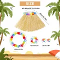 BUĞZ Yetişkin Çocuk Hawaii Parti Seti - 40 cm Naturel Etek + Çiçek Aksesuarlar (5 Parça)