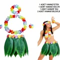 BUĞZ Yetişkin Hawaii Kostüm Seti - Yaprak Etek & Hawaii Set - 5 Parça