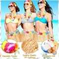 BUĞZ Yetişkin ve Çocuk Uyumlu Saman Renk Hawaii Luau Hula Etek 40 cm 12 Adet
