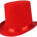 BUĞZ Yetişkinler İçin Kırmızı Renk Ringmaster Sihirbaz Şapkası Fötr Şapka 15 cm