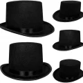 BUĞZ Yetişkinler İçin Siyah Renk Ringmaster Sihirbaz Şapkası Fötr Şapka 15 Cm - Lisinya