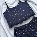 BUĞZ Yıldız Desenli Lacivert Şortlu Pijama Takımı