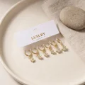 BUĞZ Yıldız Zirkon Taşlı Gold Renk Pirinç Set Küpe