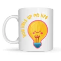 BUĞZ You Light Up My Life Tasarımlı Porselen Kupa Model 15 - Sevimli Ampul Desenli Hediyelik Kahve Kupası