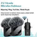 BUĞZ Yüksek Kalite Profesyonel 3 In 1 Kablosuz Taşınabilir Yaka Mikrofonu Tüylü