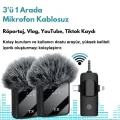 BUĞZ Yüksek Kalite Profesyonel 3 In 1 Kablosuz Taşınabilir Yaka Mikrofonu Tüylü