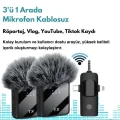 BUĞZ Yüksek Kalite Profesyonel 3 In 1 Kablosuz Taşınabilir Yaka Mikrofonu Tüylü - Lisinya
