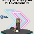 BUĞZ Yüksek Performanslı AA USB Şarjlı Lityum Pil | 1.5V Sabit Güç | 2’li Paket
