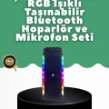  Yüksek Ses Güçlü Kablosuz Hoparlör  Karaoke Mikrofonlu