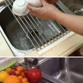 BUĞZ Yumurcak Shop® Evye Üstü Katlanır Nihale Paslanmaz Çelik Pratik Sebze Meyve Bulaşık Kurutma Süzgeci