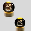BUĞZ Yunus Temalı Kristal Küre USB Işıklı Ahşap Altlıklı Gece Lambası