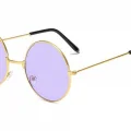 BUĞZ Yuvarlak Cam John Lennon Tarzı Gold Çerçeveli Mor Gözlük