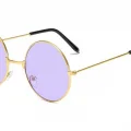 BUĞZ Yuvarlak Cam John Lennon Tarzı Gold Çerçeveli Mor Gözlük