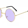 Yuvarlak Cam John Lennon Tarzı Gold Çerçeveli Mor Gözlük