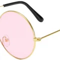 BUĞZ Yuvarlak Cam John Lennon Tarzı Gold Pembe Gözlük