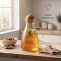 BUĞZ Yuvarlak Mantar Kapaklı Sürahi - 1500 ml - Yüksek Kaliteli Cam