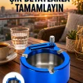 BUĞZ Yuvarlak Metal Küllük Çakmak Entegreli Dayanıklı Yapı Yeni Nesil