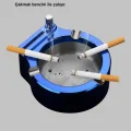 BUĞZ Yuvarlak Metal Küllük Çakmak Entegreli Dayanıklı Yapı Yeni Nesil