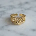 BUĞZ Zincir ve Düğüm Detaylı Ayarlanabilir Gold Renk Yüzük