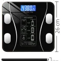Dijital Baskül Yağ Ölçer Fonksiyonlu Akıllı Baskül Bluetooth Tartı- Siyah