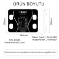 Dijital Tartı Baskül Yağ Su Kas Vücut Kitle Endeksi Kilo Ölçer Tartı Siyah Led Panel