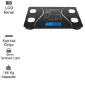 Dijital Tartı Baskül Yağ Su Kas Vücut Kitle Endeksi Kilo Ölçer Tartı Siyah Led Panel