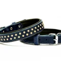 Doggie Konforlu Deri Swarovski Kristal Taşlı Köpek Boyun Tasması 2 x 28-34 cm Mavi