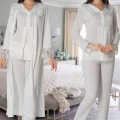 Effortt 2424 Uzun Dantel Sabahlıklı Lohusa Pijama