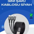 Evrensel 3 Başlıklı Şarj Kablosu – iPhone Huawei Samsung İçin