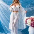 Gallipoli 32334 Kadın Danteelli Sabahlık Bralet, Pantolon Takım