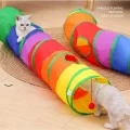 Gökkuşağı Desenli  Kedi Oyun Tüneli, Katlanabilir 125 cm