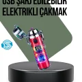 Güç Göstergeli Şarjlı Fenerli USB Elektrikli Çakmak