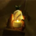 Lamba 2li Metal Ananas Ve Kaktüs Model Mini Gece Ve Masa Dekor Lambası Pilli