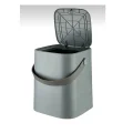 Genel Ürün 8 Lt Click Kapaklı Tutma Saplı Iç Kovalı Tezgah Üst Mutfak Çöp Kovası - Gri (büyük Boy)