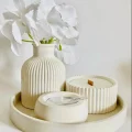 Genel Ürün Beyaz Vazo Oval Tepsi / Kutuda Mum Ve Tealight Mumluk Dekorasyon Seti.