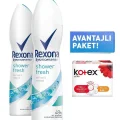 Genel Ürün Shower Fresh Kadın Sprey Deodorant 150 Ml X2 + 8li Kotex Normal