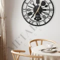 Kol Saati Modern Metal Duvar Saati Mutfak (ÇATAL KAŞIK) Temalı 45x45cm 45 x 45 Siyah Yuvarlak Metal