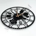 Kol Saati Modern Metal Duvar Saati Mutfak (ÇATAL KAŞIK) Temalı 45x45cm 45 x 45 Siyah Yuvarlak Metal
