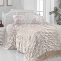 Genel Ürün Bambu Lüx Ela Beige Tek Kişilik Battaniye 160 x 200 cm