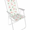 Genel Ürün Tek Kişilik 1050 Plaj Sandalyesi - Flamıngo Tekli Beyaz Katlanabilir
