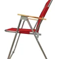 Genel Ürün Kırmızı Kamp Sandalyesi 4 Adet Ahşap Kollu Katlanır Sandalye - Kırmızı 4 Kişilik ve üstü 4lü