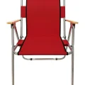 Genel Ürün Kırmızı Kamp Sandalyesi 4 Adet Ahşap Kollu Katlanır Sandalye - Kırmızı 4 Kişilik ve üstü 4lü