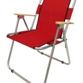 Genel Ürün Kırmızı Kamp Sandalyesi Ahşap Kollu Katlanır Kamp Sandalyesi - Kırmızı Tekli Tek Kişilik