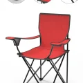 Genel Ürün Tek Kişilik Kamp Sandalyesi - Katlanır Sandalye Metal Katlanabilir Tekli Kırmızı